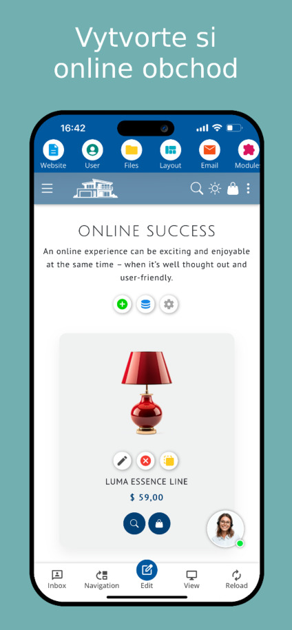 Vytvorte online obchod v aplikácii na tvorbu webových stránok – snímka obrazovky smartfónu