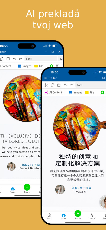 AI automaticky prekladá vašu webovú stránku – mobilný pohľad